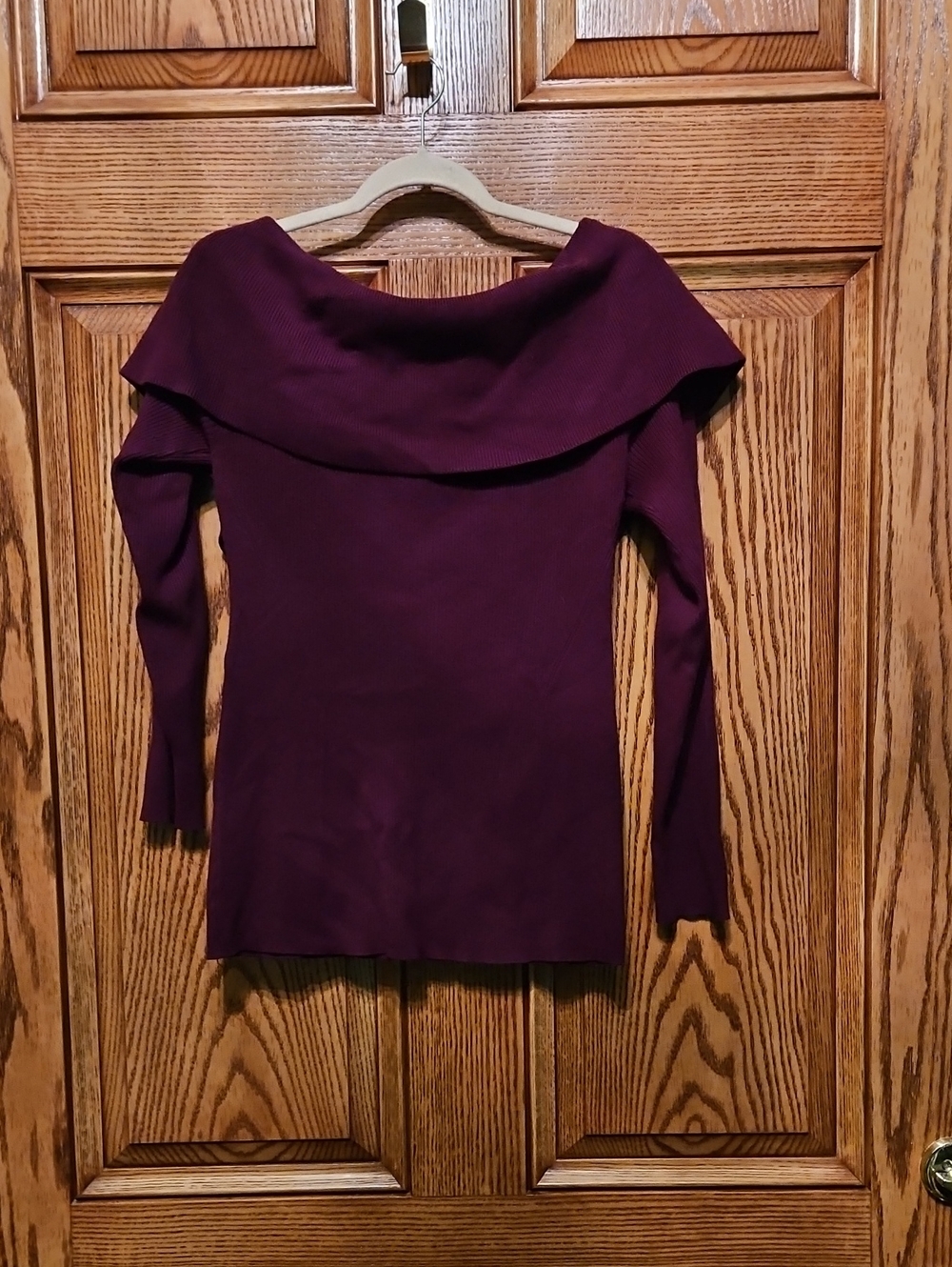 White House Black Market Off-the-Shoulder Purple Sweater